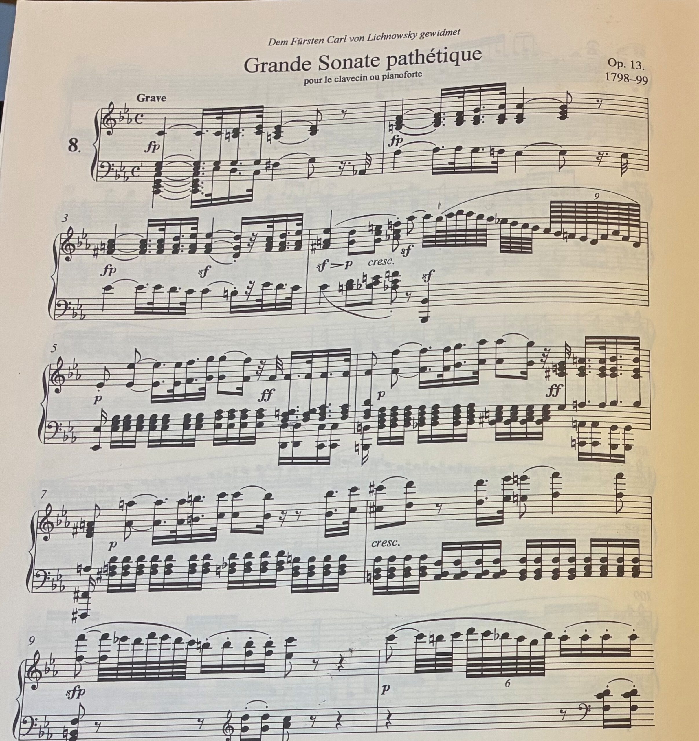 muziekblad bij pianoles Carolien van Diepen